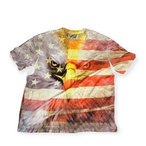 Vivid Sportswear Hand Printed Patriotic Bald Eagle T Shirt 2X